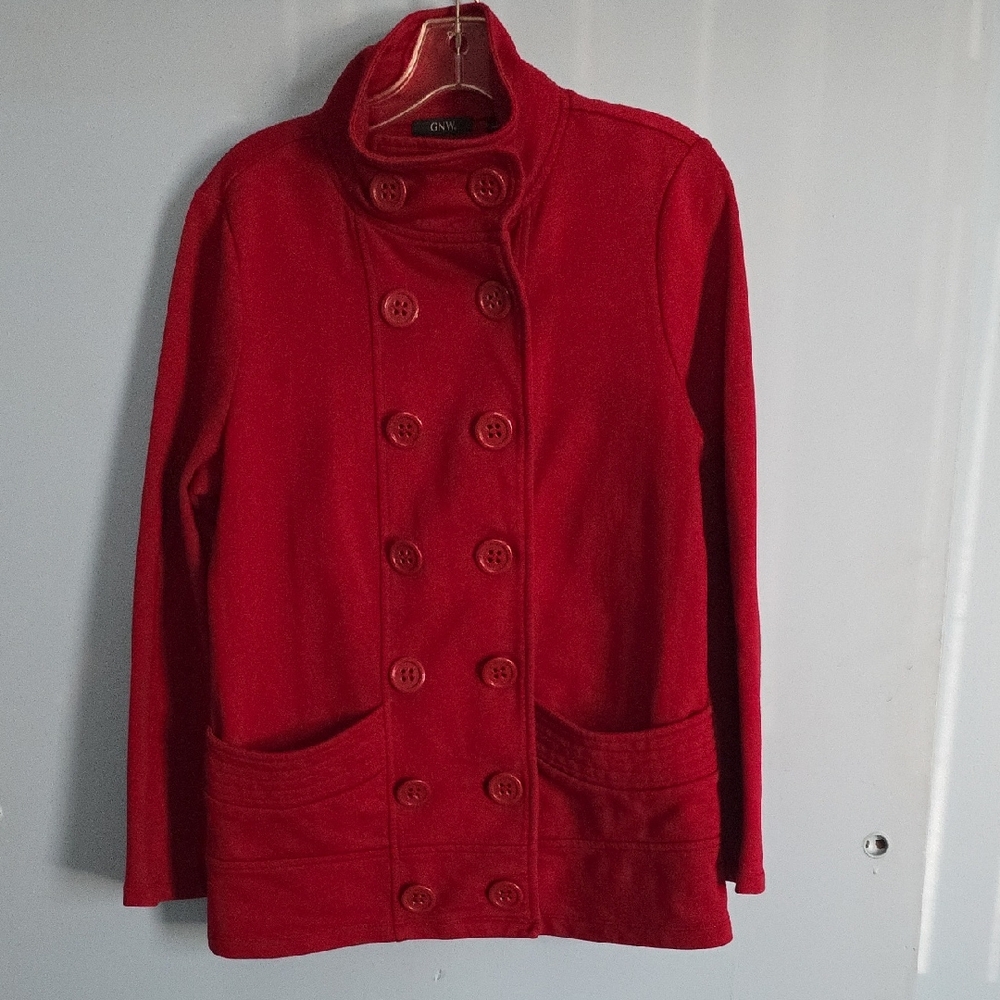 GNW Women's Vibrant Red Pea Coat - Size Large